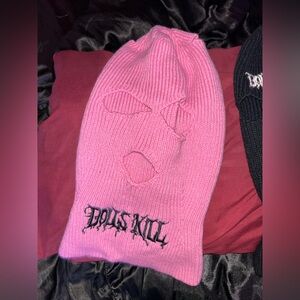 Pink and black Dolls Kill Balaclava
